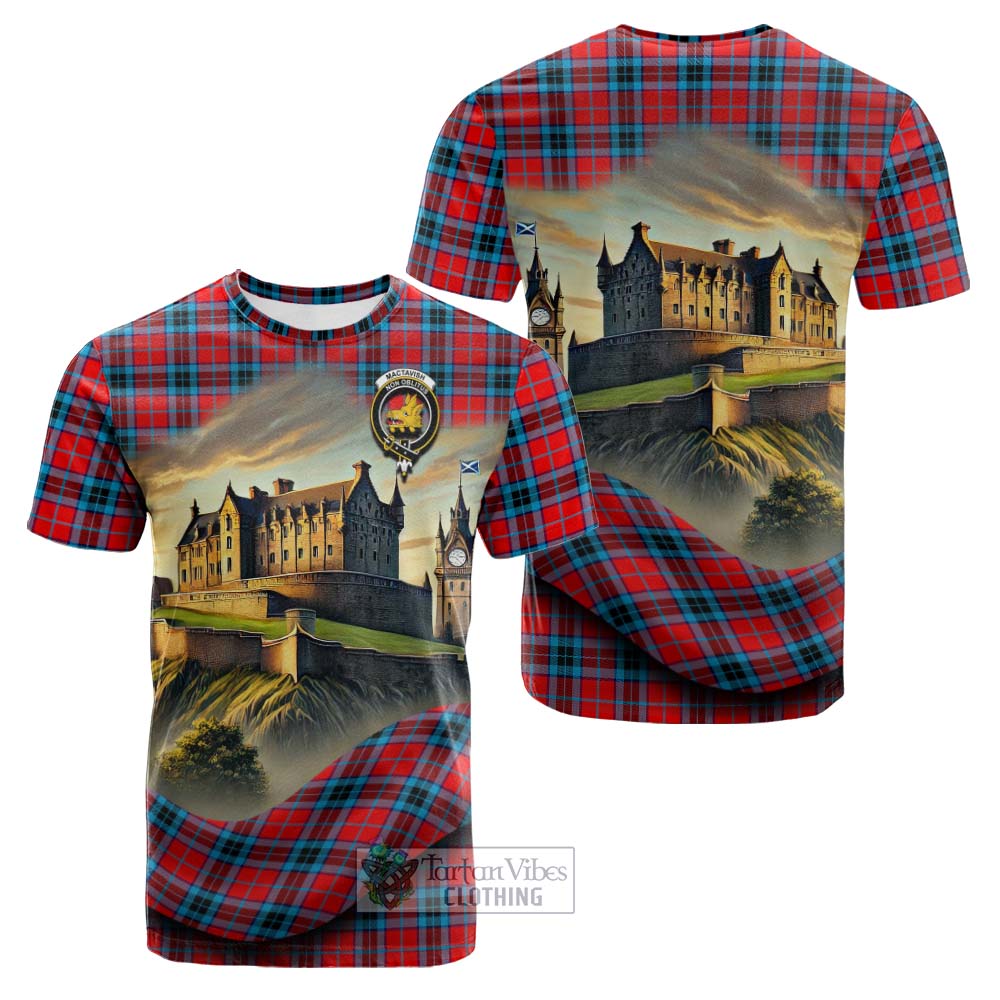 Tartan Vibes Clothing MacTavish (McTavish) Tartan Family Crest Cotton T-shirt with Scottish Ancient Castle Style