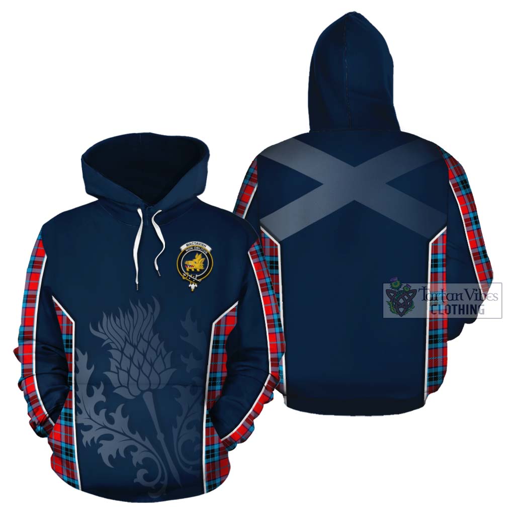 Tartan Vibes Clothing MacTavish (McTavish) Tartan Cotton Hoodie with Family Crest and Scottish Thistle Vibes Sport Style