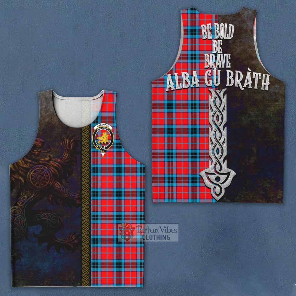 Tartan Vibes Clothing MacTavish (McTavish) Tartan Family Crest Men's Tank Top Alba Gu Brath Be Brave Lion Ancient Style