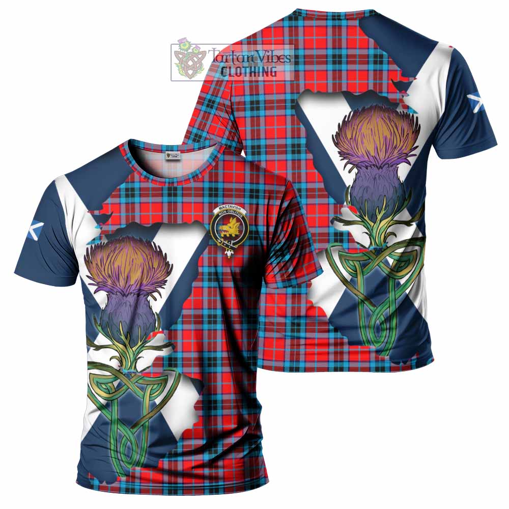 Tartan Vibes Clothing MacTavish (McTavish) Tartan Family Crest T-Shirt Scottish Thistle Celtic Inspired