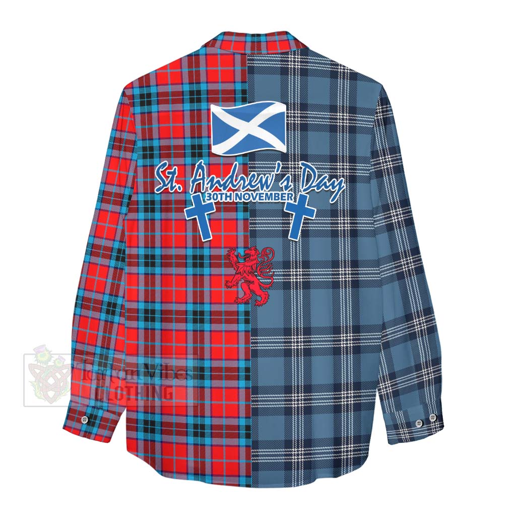 Tartan Vibes Clothing MacTavish (McTavish) Tartan Women's Casual Shirt Happy St. Andrew's Day Half Tartan Style