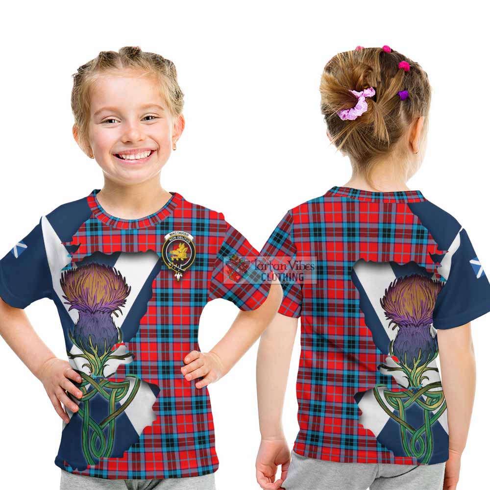 Tartan Vibes Clothing MacTavish (McTavish) Tartan Family Crest Kid T-Shirt Scottish Thistle Celtic Inspired