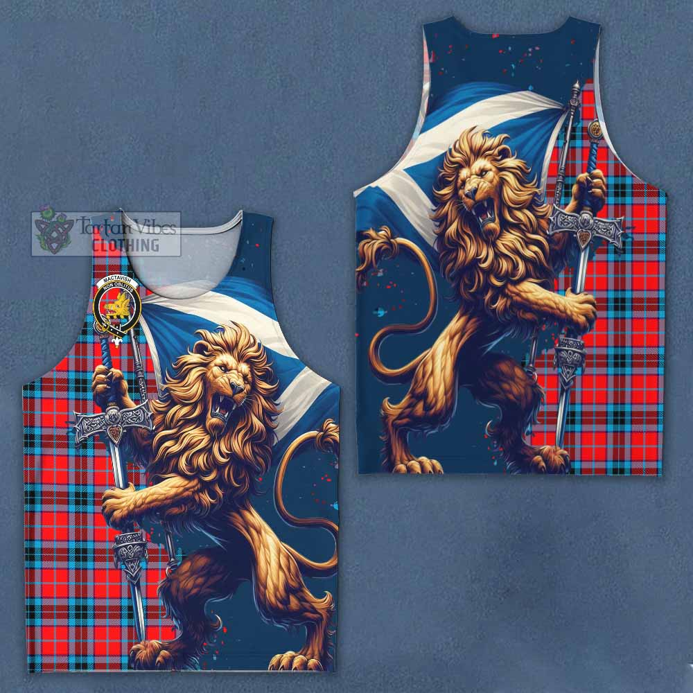 Tartan Vibes Clothing MacTavish (McTavish) Tartan Family Crest Men's Tank Top with Scottish Majestic Lion