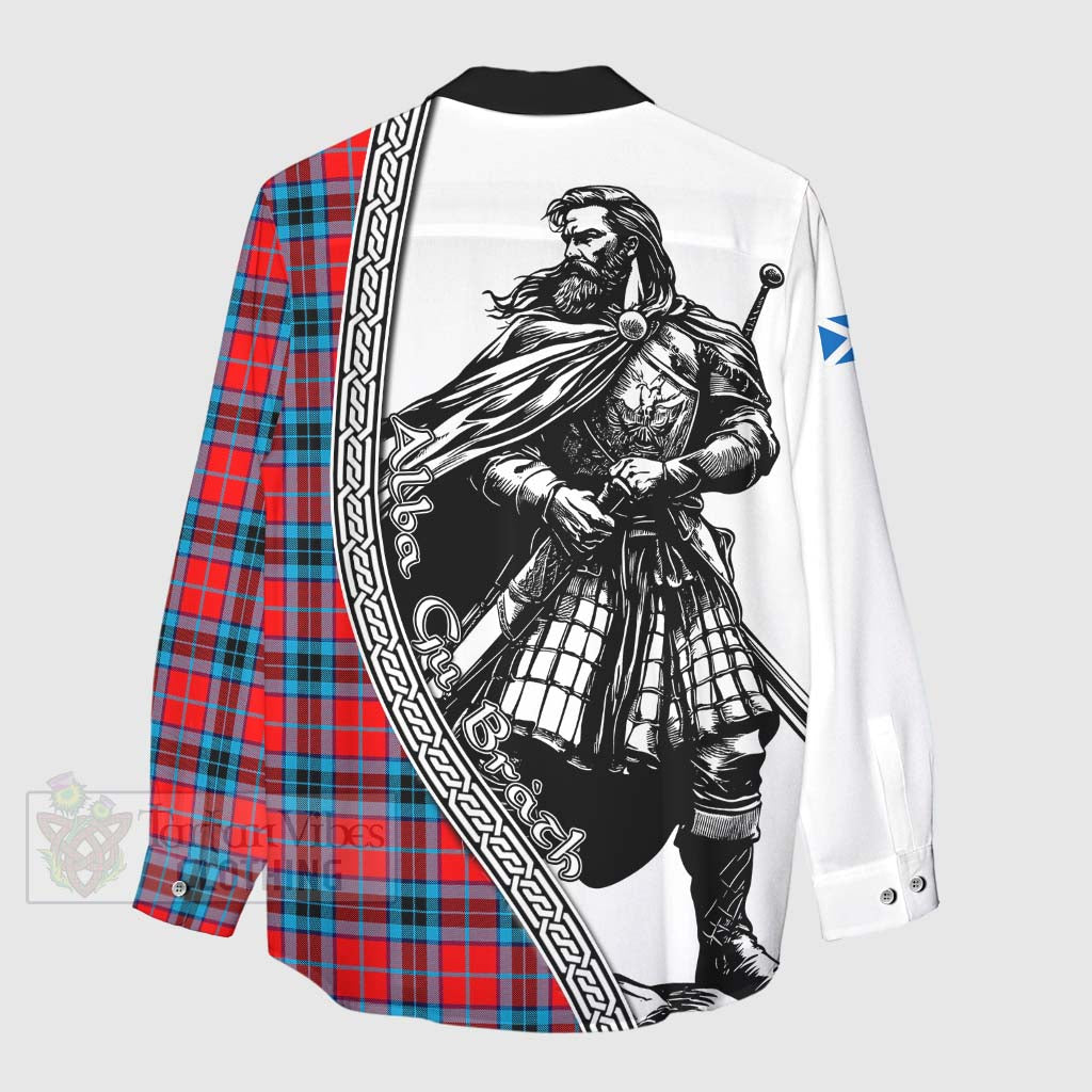 Tartan Vibes Clothing MacTavish (McTavish) Tartan Clan Crest Women's Casual Shirt with Highlander Warrior Celtic Style