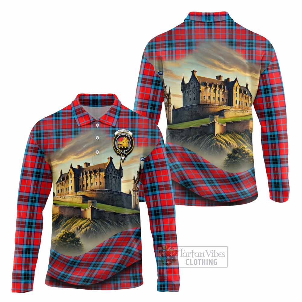 Tartan Vibes Clothing MacTavish (McTavish) Tartan Family Crest Long Sleeve Polo Shirt with Scottish Ancient Castle Style