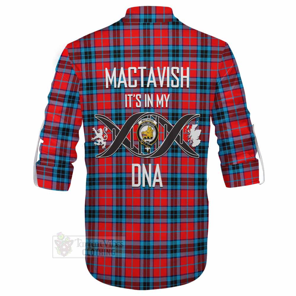 Tartan Vibes Clothing MacTavish (McTavish) Tartan Ghillie Kilt Shirt with Family Crest DNA In Me Style