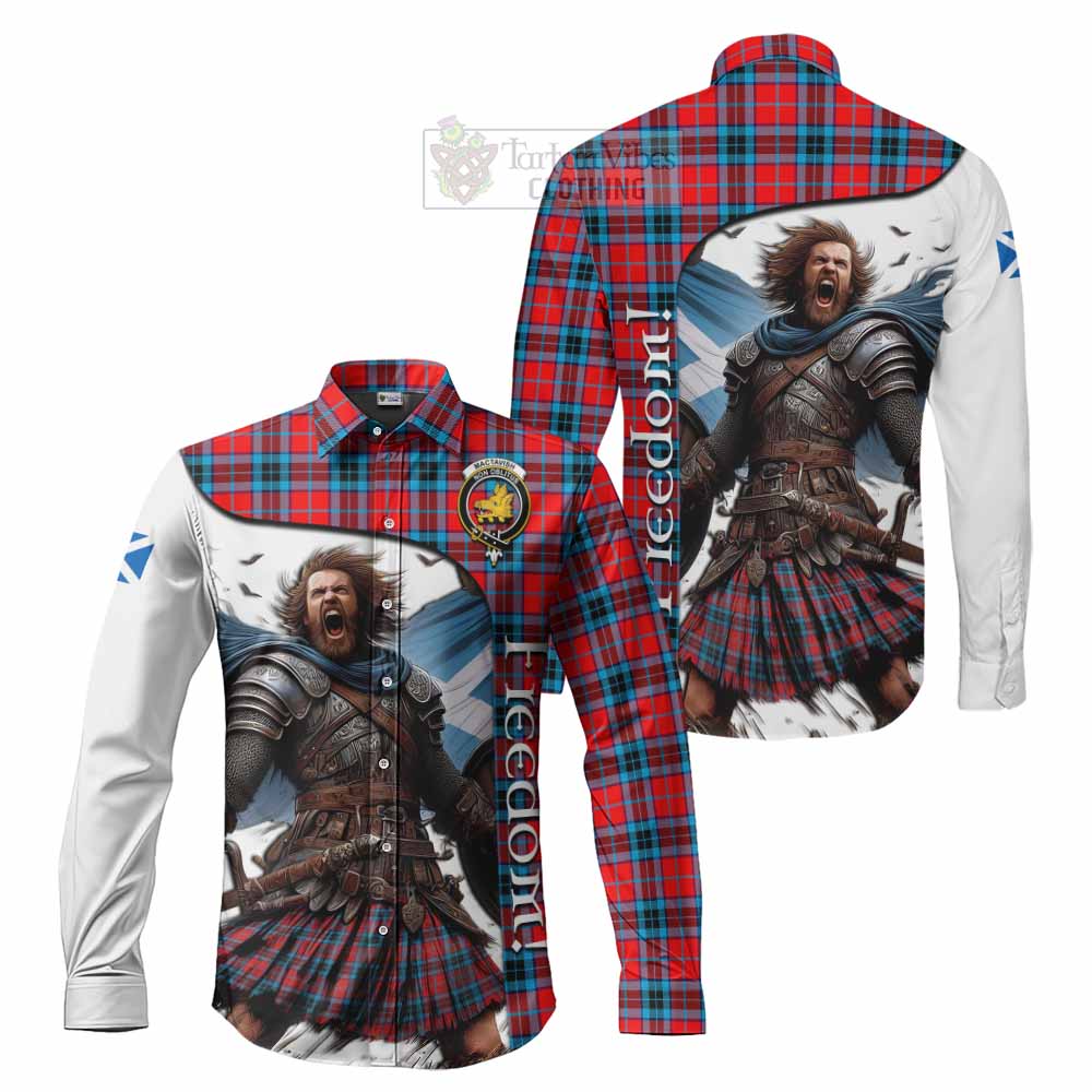 Tartan Vibes Clothing MacTavish (McTavish) Crest Tartan Long Sleeve Button Shirt Inspired by the Freedom of Scottish Warrior