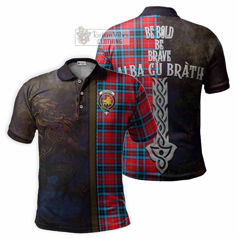 Tartan Vibes Clothing MacTavish (McTavish) Tartan Family Crest Polo Shirt Alba Gu Brath Be Brave Lion Ancient Style