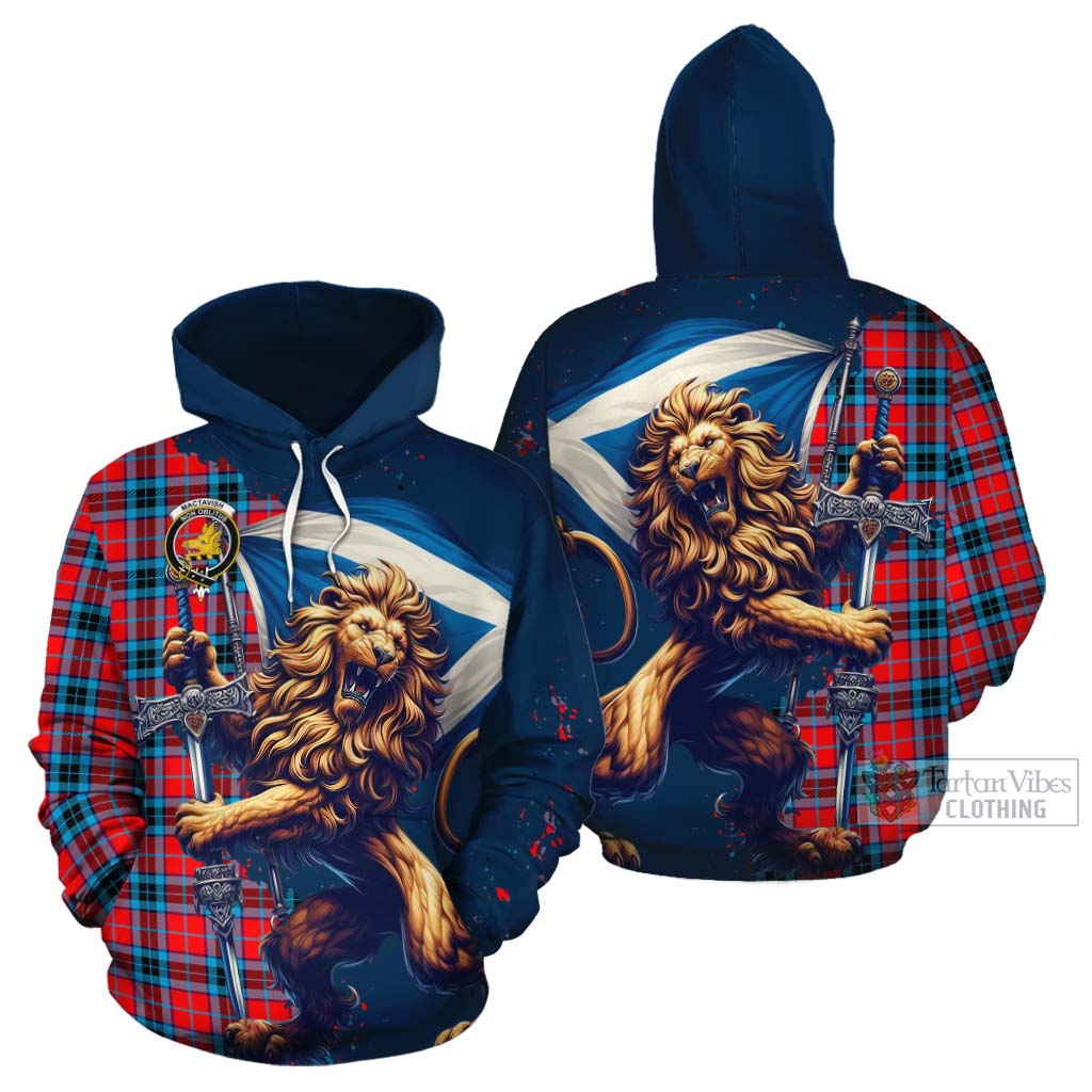 Tartan Vibes Clothing MacTavish (McTavish) Tartan Family Crest Cotton Hoodie with Scottish Majestic Lion