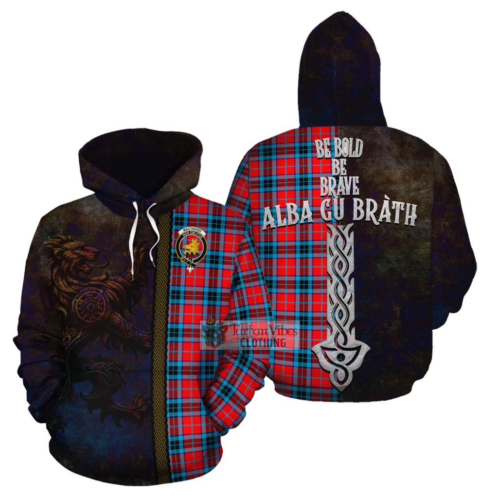 Tartan Vibes Clothing MacTavish (McTavish) Tartan Family Crest Cotton Hoodie Alba Gu Brath Be Brave Lion Ancient Style