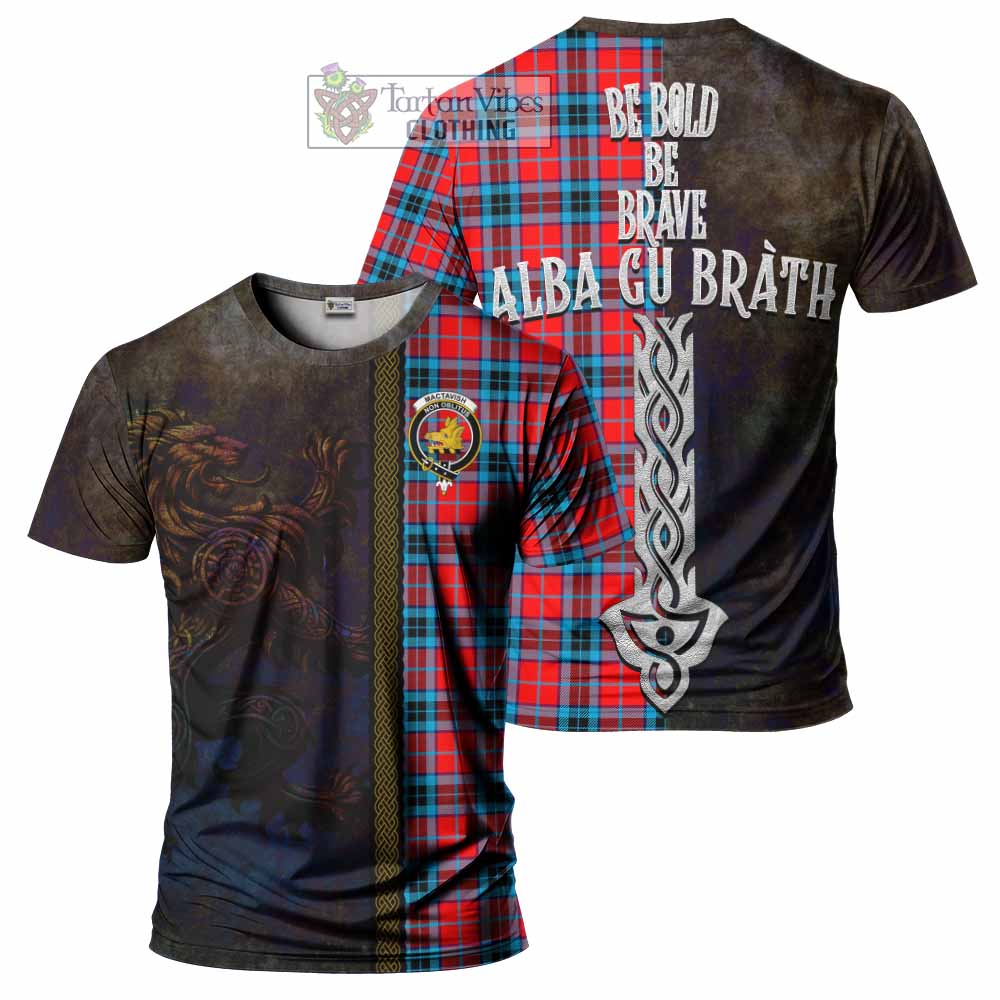 Tartan Vibes Clothing MacTavish (McTavish) Tartan Family Crest T-Shirt Alba Gu Brath Be Brave Lion Ancient Style