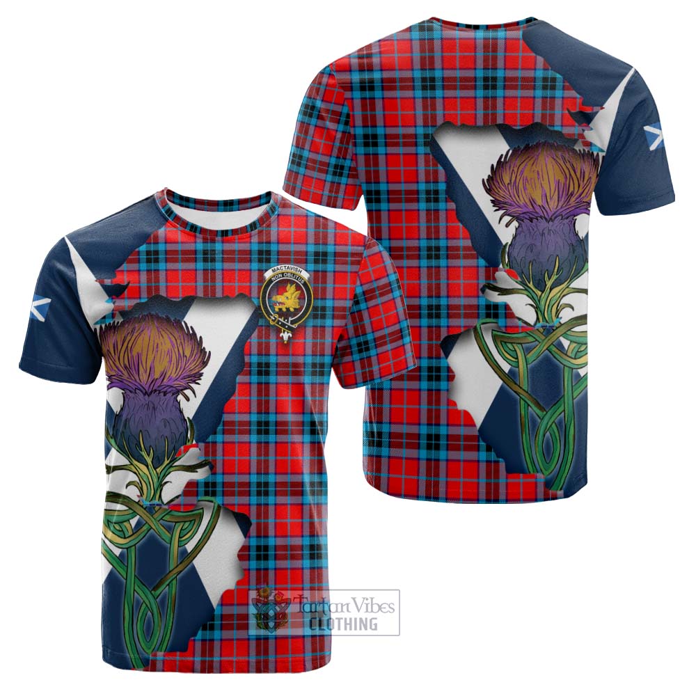 Tartan Vibes Clothing MacTavish (McTavish) Tartan Family Crest Cotton T-shirt Scottish Thistle Celtic Inspired