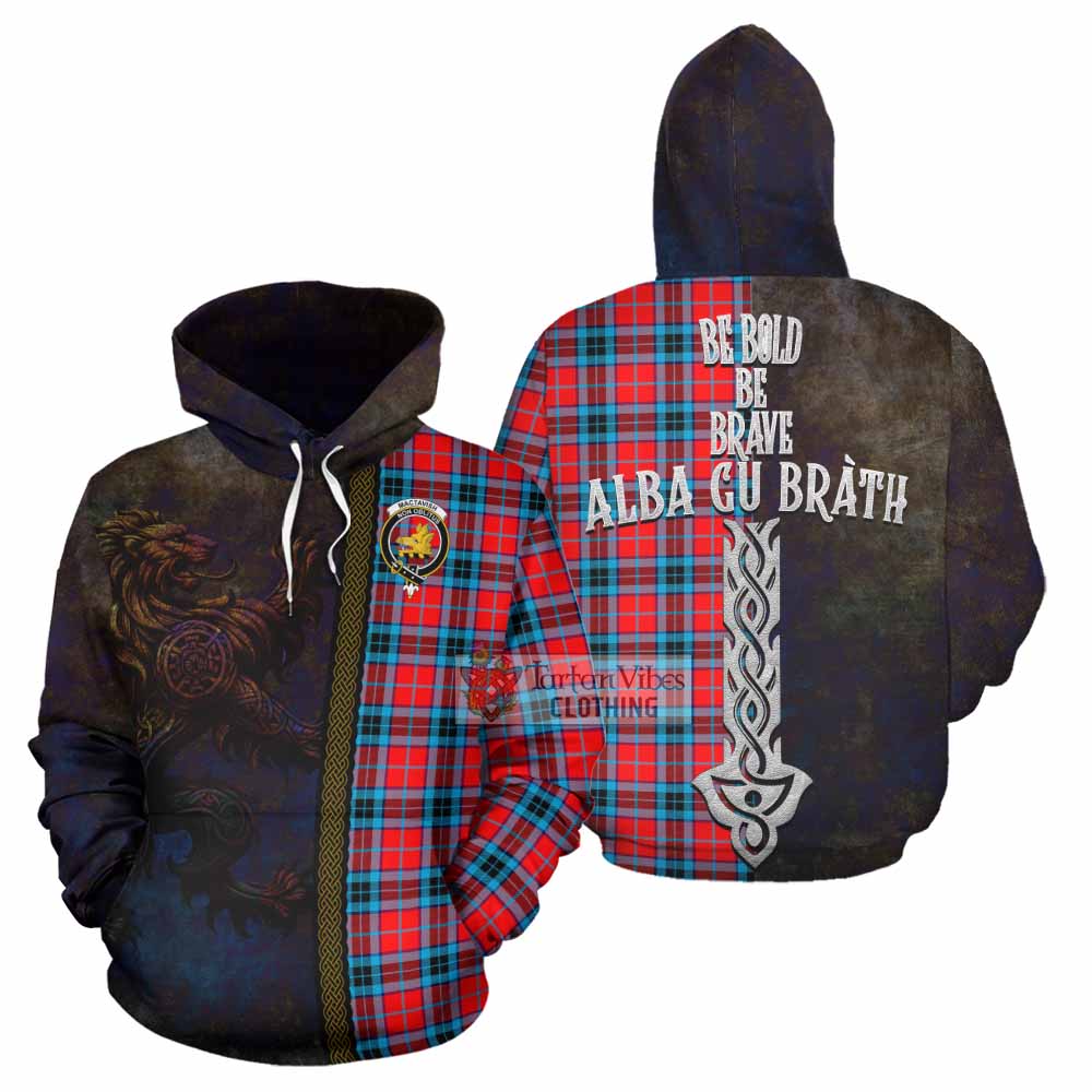 Tartan Vibes Clothing MacTavish (McTavish) Tartan Family Crest Hoodie Alba Gu Brath Be Brave Lion Ancient Style