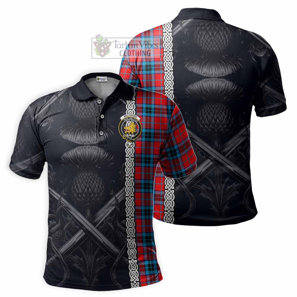 Tartan Vibes Clothing MacTavish (McTavish) Tartan Polo Shirt with Family Crest Cross Sword Thistle Celtic Vibes