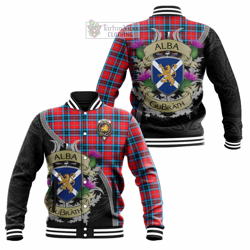 Tartan Vibes Clothing MacTavish (McTavish) Tartan Family Crest Baseball Jacket Lion Rampant Royal Thistle Shield Celtic Inspired