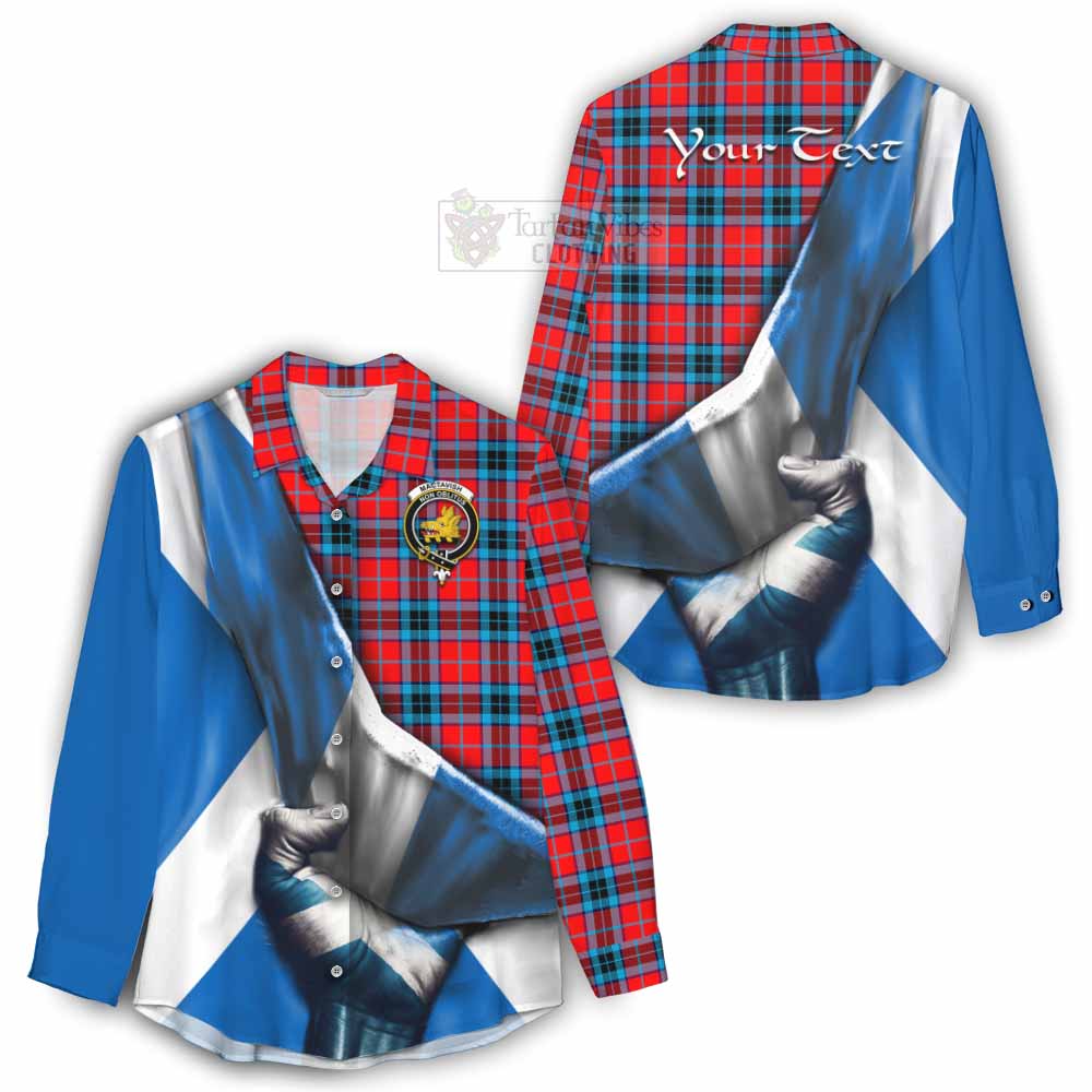Tartan Vibes Clothing MacTavish (McTavish) Tartan Women's Casual Shirt with Family Crest Scotland Patriotic Style