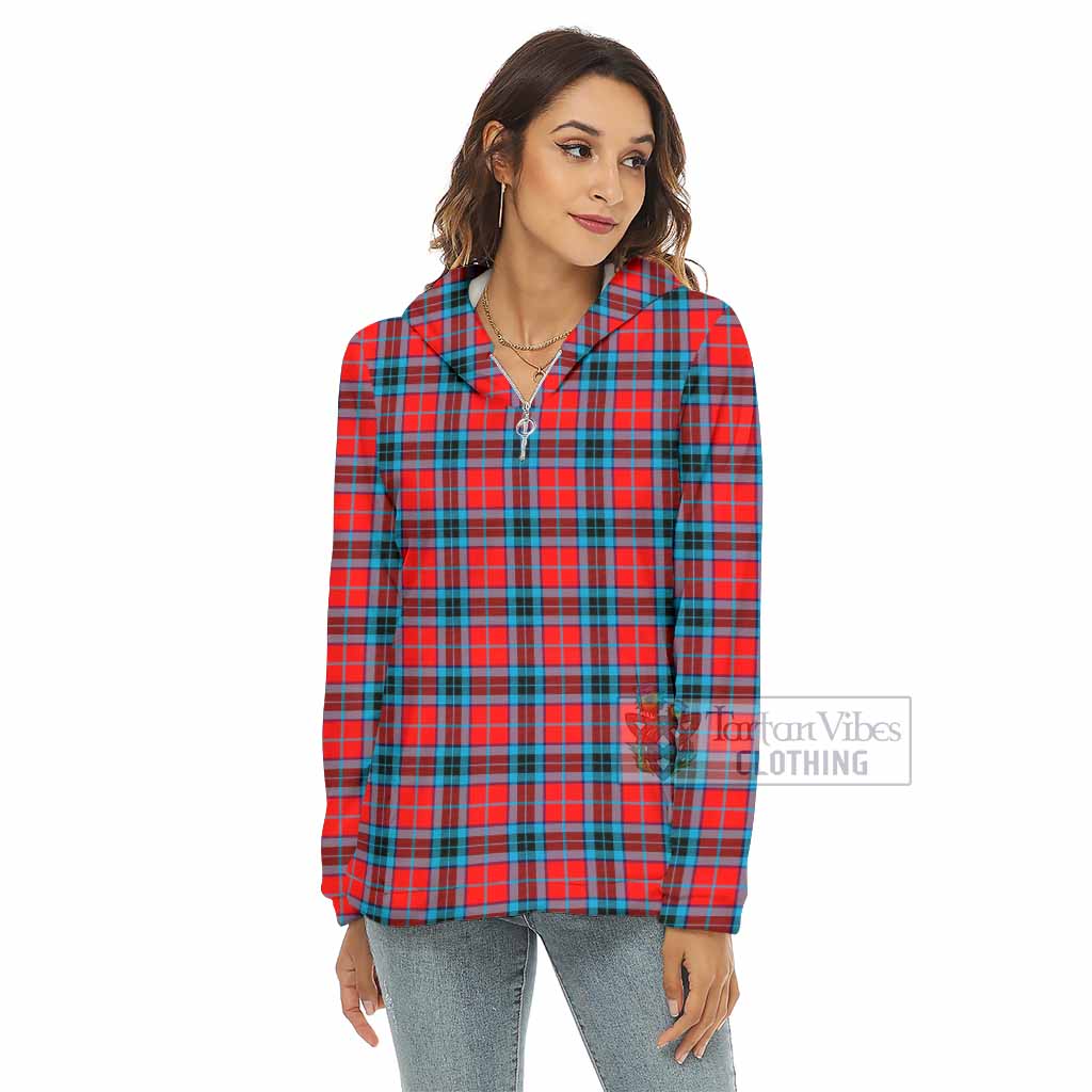 MacTavish (McTavish) Tartan Women's Borg Fleece Hoodie with Half Zip - Tartan Vibes Clothing