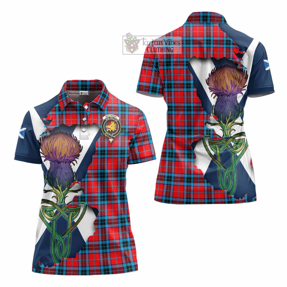 Tartan Vibes Clothing MacTavish (McTavish) Tartan Family Crest Women's Polo Shirt Scottish Thistle Celtic Inspired