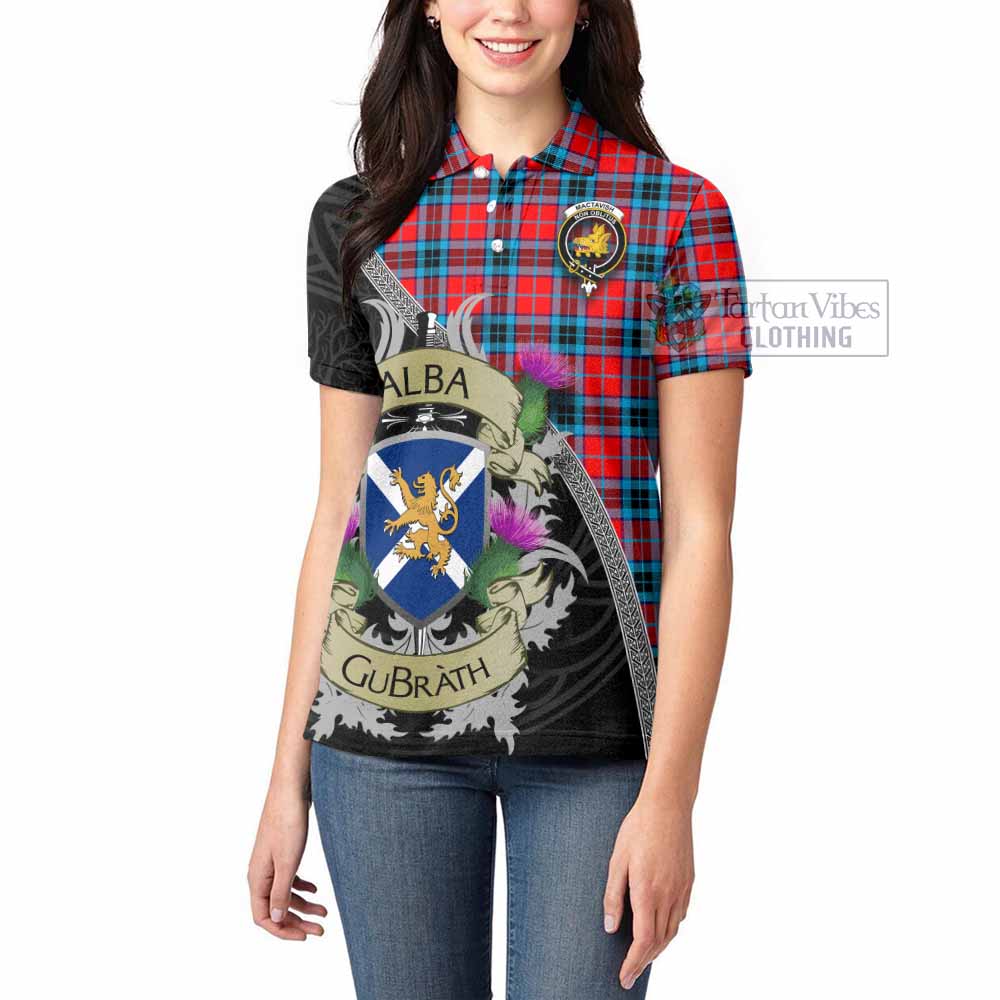 Tartan Vibes Clothing MacTavish (McTavish) Tartan Family Crest Women's Polo Shirt Lion Rampant Royal Thistle Shield Celtic Inspired