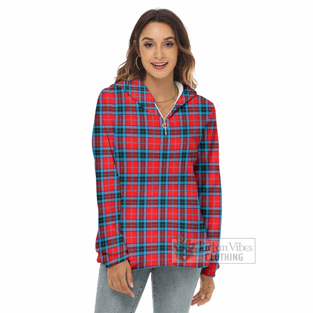 MacTavish (McTavish) Tartan Women's Borg Fleece Hoodie with Half Zip - Tartan Vibes Clothing