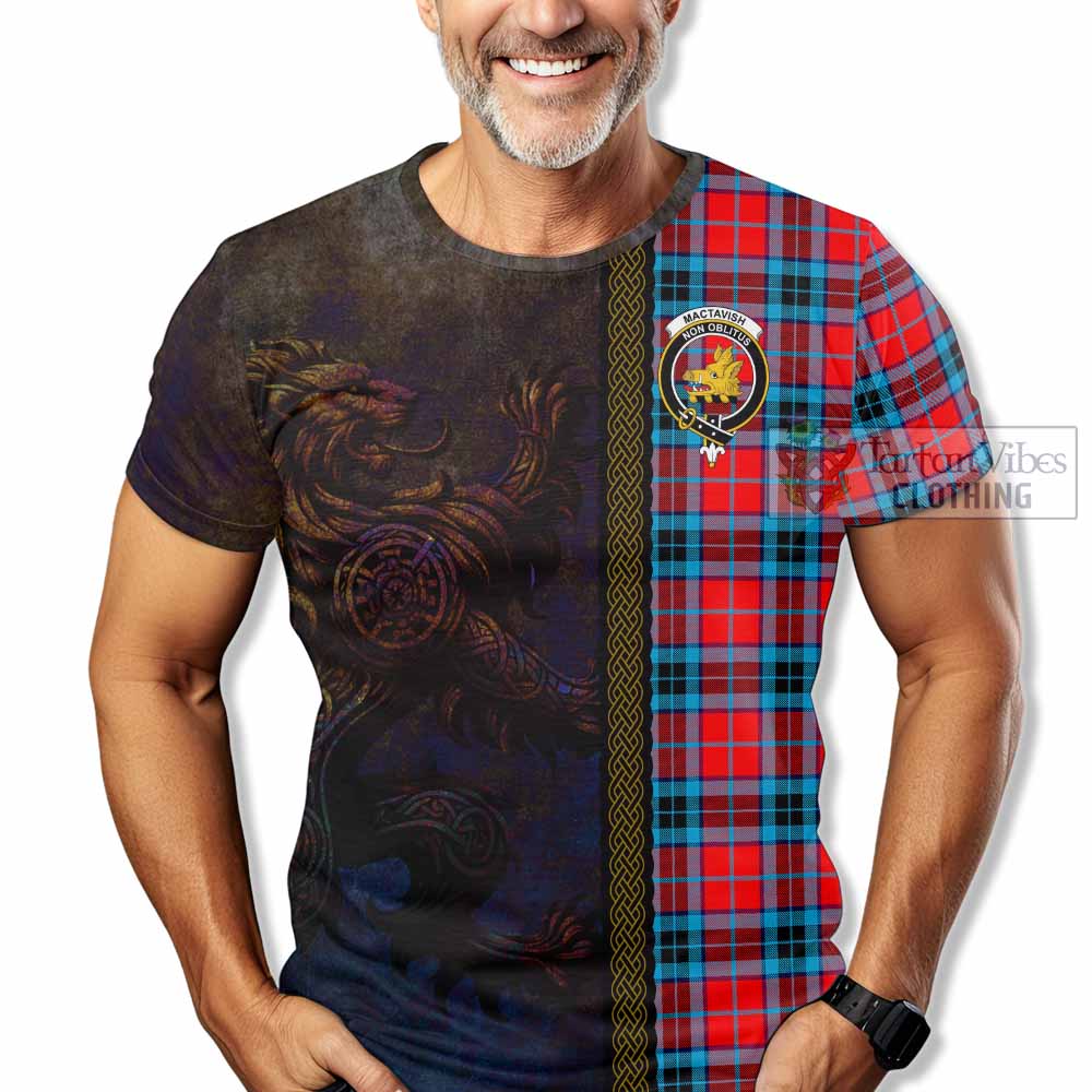 Tartan Vibes Clothing MacTavish (McTavish) Tartan Family Crest T-Shirt Alba Gu Brath Be Brave Lion Ancient Style