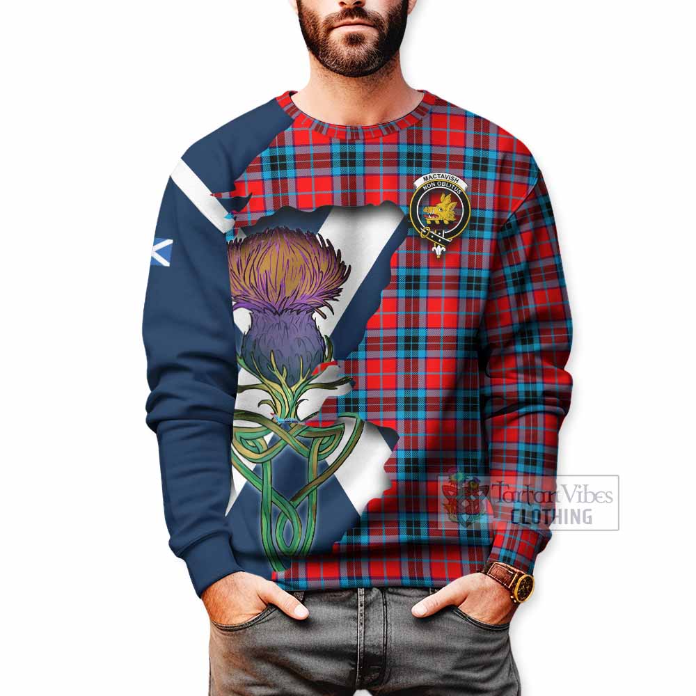 Tartan Vibes Clothing MacTavish (McTavish) Tartan Family Crest Sweatshirt Scottish Thistle Celtic Inspired