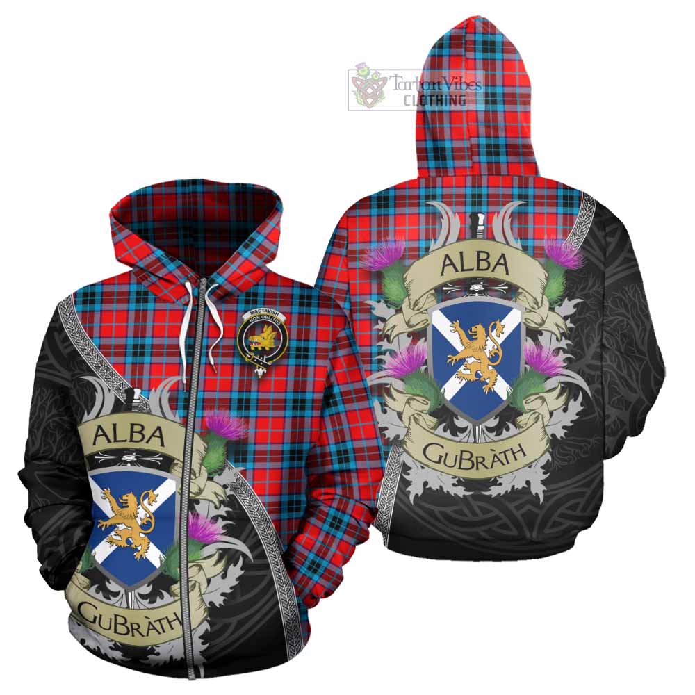 Tartan Vibes Clothing MacTavish (McTavish) Tartan Family Crest Hoodie Lion Rampant Royal Thistle Shield Celtic Inspired