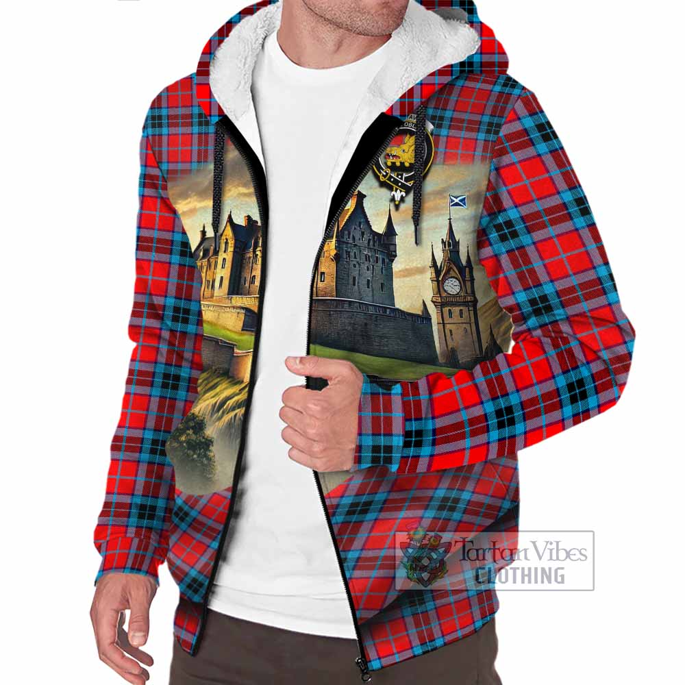 Tartan Vibes Clothing MacTavish (McTavish) Tartan Family Crest Sherpa Hoodie with Scottish Ancient Castle Style