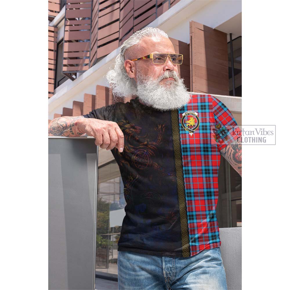 Tartan Vibes Clothing MacTavish (McTavish) Tartan Family Crest Cotton T-shirt Alba Gu Brath Be Brave Lion Ancient Style
