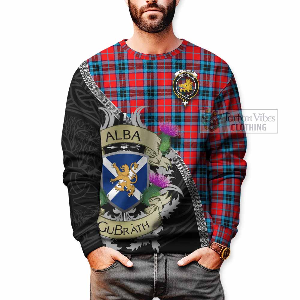 Tartan Vibes Clothing MacTavish (McTavish) Tartan Family Crest Sweatshirt Lion Rampant Royal Thistle Shield Celtic Inspired