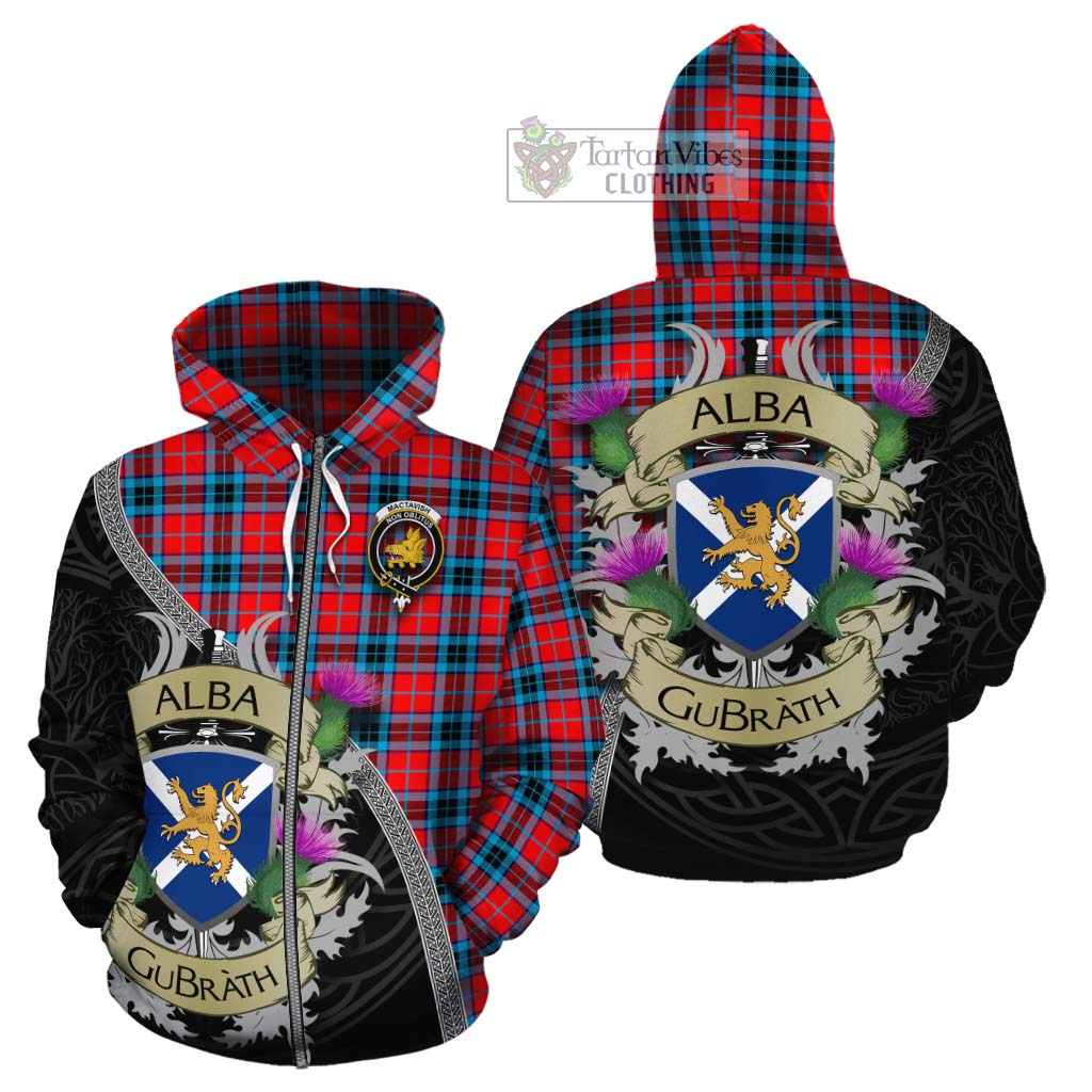 Tartan Vibes Clothing MacTavish (McTavish) Tartan Family Crest Cotton Hoodie Lion Rampant Royal Thistle Shield Celtic Inspired