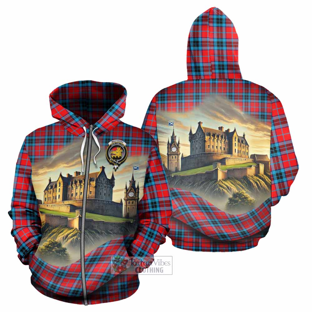 Tartan Vibes Clothing MacTavish (McTavish) Tartan Family Crest Hoodie with Scottish Ancient Castle Style