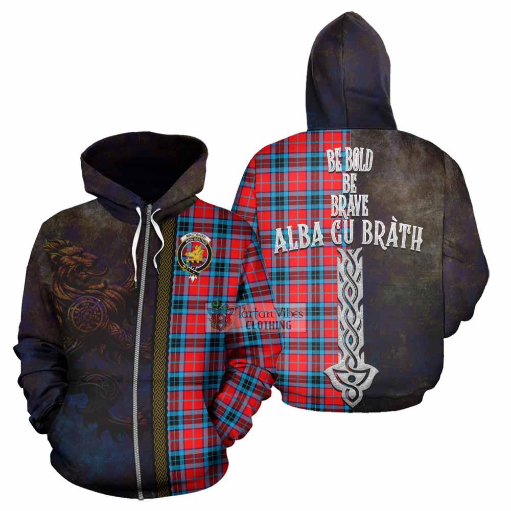 Tartan Vibes Clothing MacTavish (McTavish) Tartan Family Crest Hoodie Alba Gu Brath Be Brave Lion Ancient Style