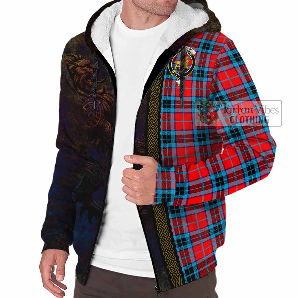 Tartan Vibes Clothing MacTavish (McTavish) Tartan Family Crest Sherpa Hoodie Alba Gu Brath Be Brave Lion Ancient Style