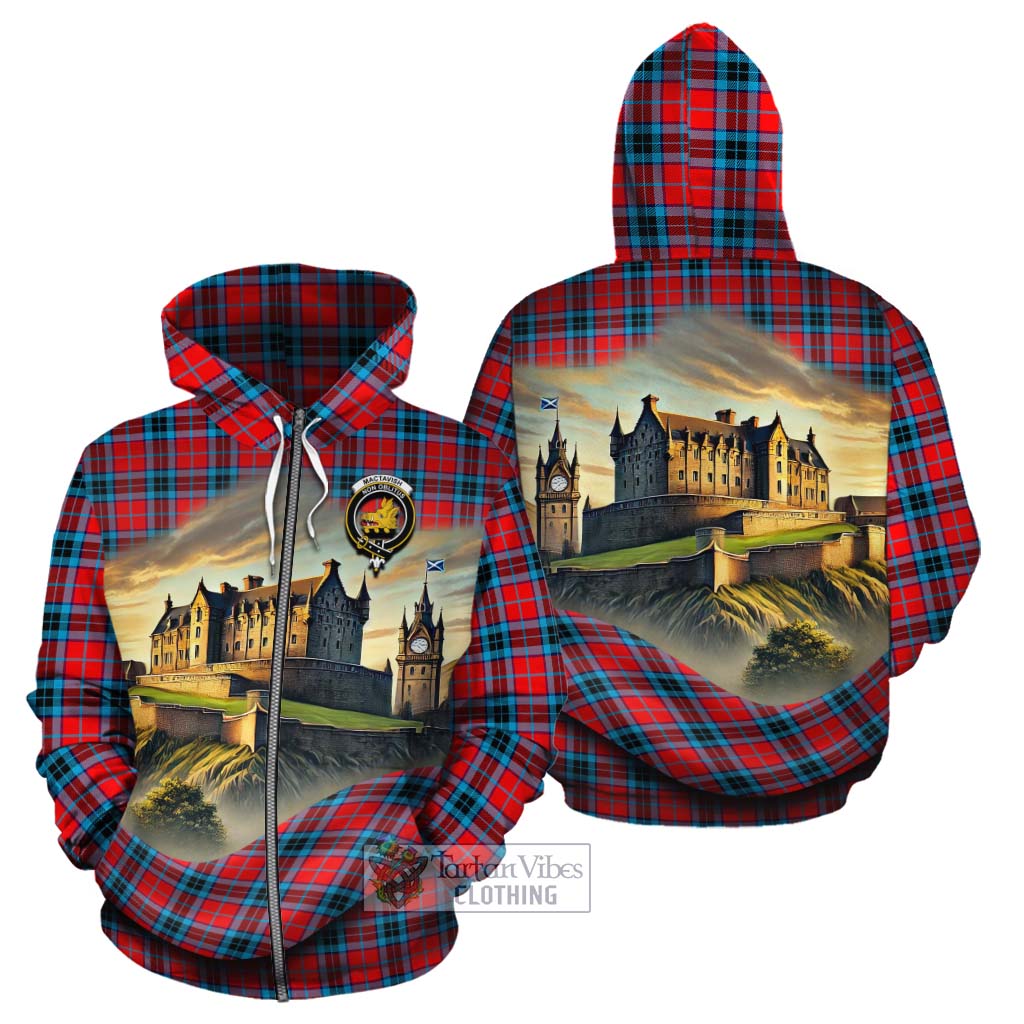 Tartan Vibes Clothing MacTavish (McTavish) Tartan Family Crest Cotton Hoodie with Scottish Ancient Castle Style