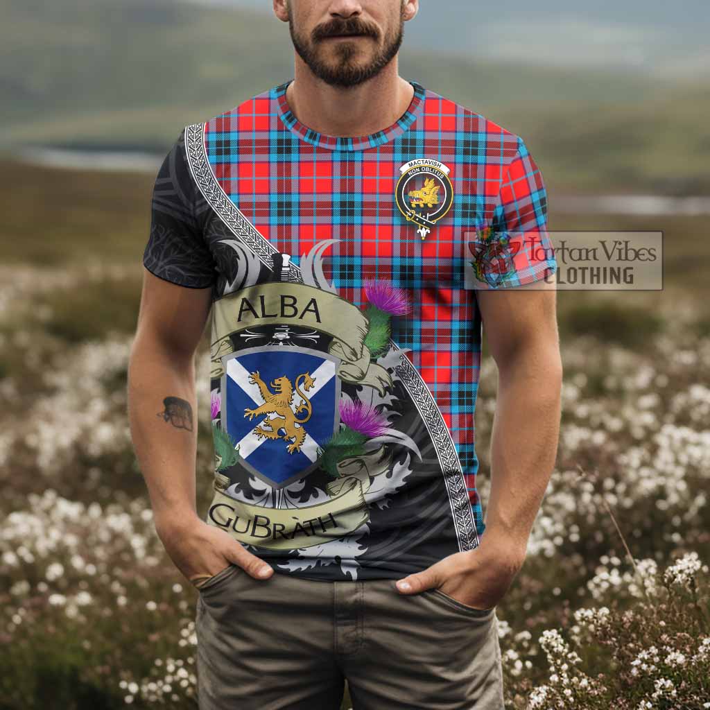 Tartan Vibes Clothing MacTavish (McTavish) Tartan Family Crest T-Shirt Lion Rampant Royal Thistle Shield Celtic Inspired