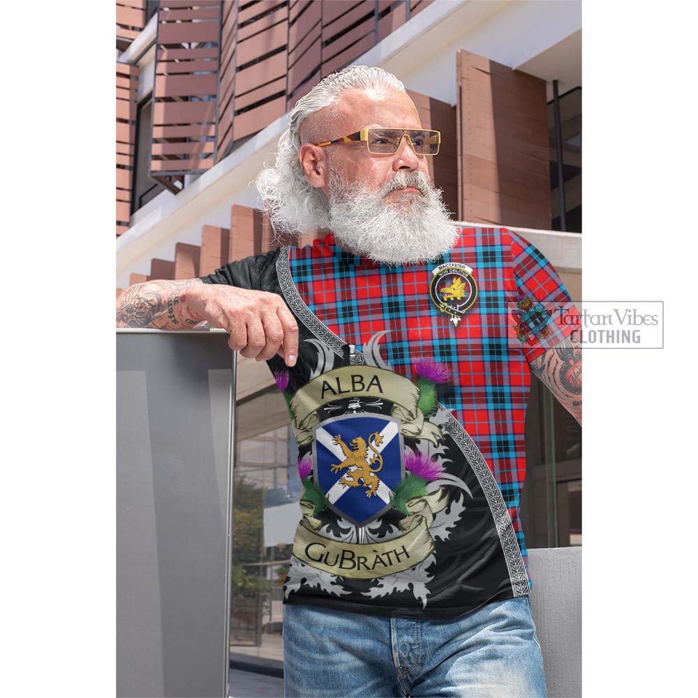 Tartan Vibes Clothing MacTavish (McTavish) Tartan Family Crest Cotton T-shirt Lion Rampant Royal Thistle Shield Celtic Inspired