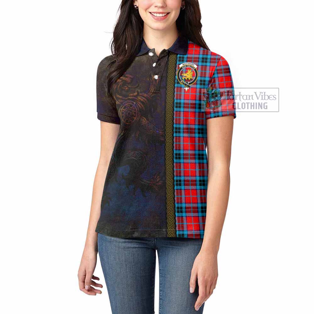 Tartan Vibes Clothing MacTavish (McTavish) Tartan Family Crest Women's Polo Shirt Alba Gu Brath Be Brave Lion Ancient Style
