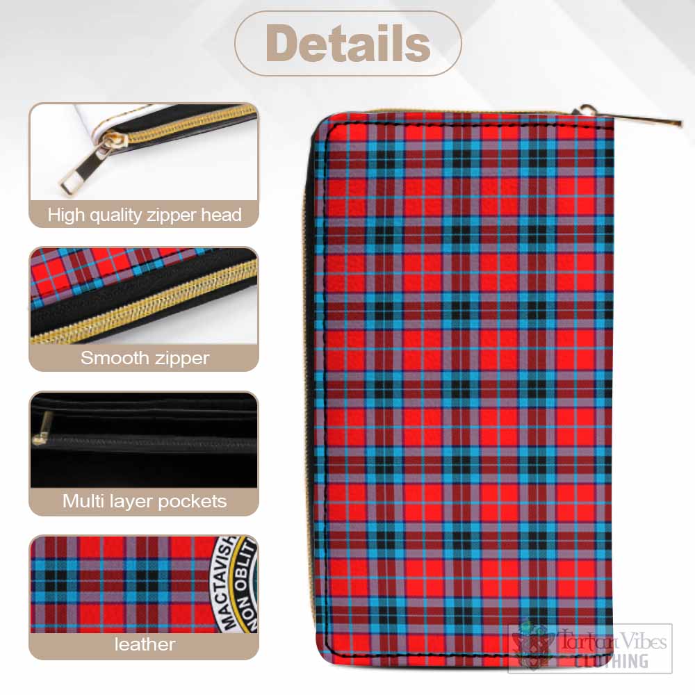Tartan Vibes Clothing MacTavish (McTavish) Tartan Women's Leather Wallet with Family Crest