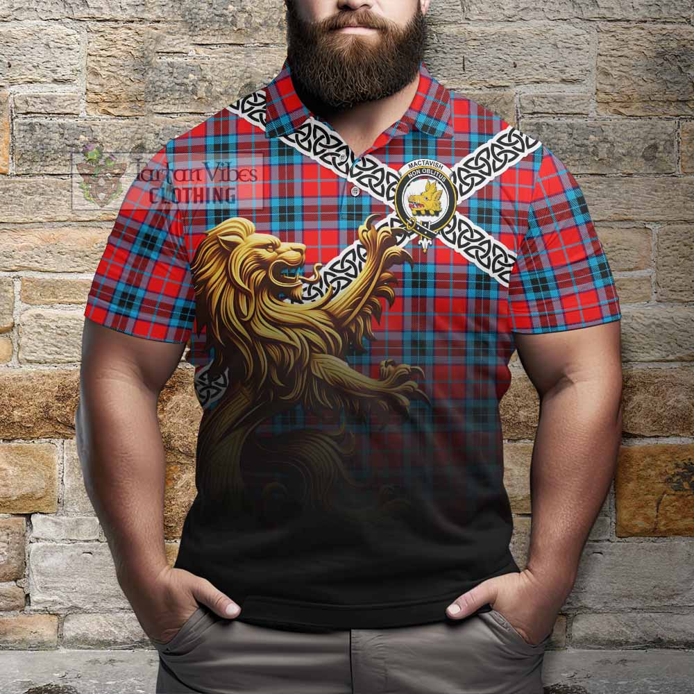 Tartan Vibes Clothing MacTavish (McTavish) Crest Tartan Polo Shirt with Golden Lion Emblem Celtic Style