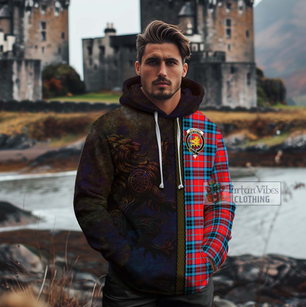 Tartan Vibes Clothing MacTavish (McTavish) Tartan Family Crest Cotton Hoodie Alba Gu Brath Be Brave Lion Ancient Style