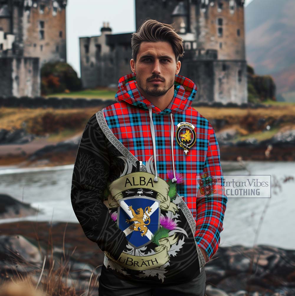 Tartan Vibes Clothing MacTavish (McTavish) Tartan Family Crest Cotton Hoodie Lion Rampant Royal Thistle Shield Celtic Inspired