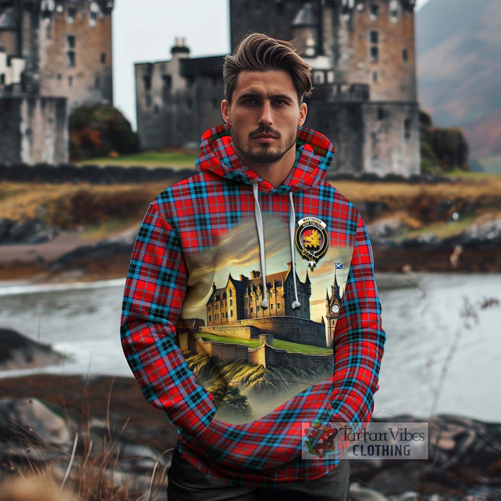 Tartan Vibes Clothing MacTavish (McTavish) Tartan Family Crest Cotton Hoodie with Scottish Ancient Castle Style
