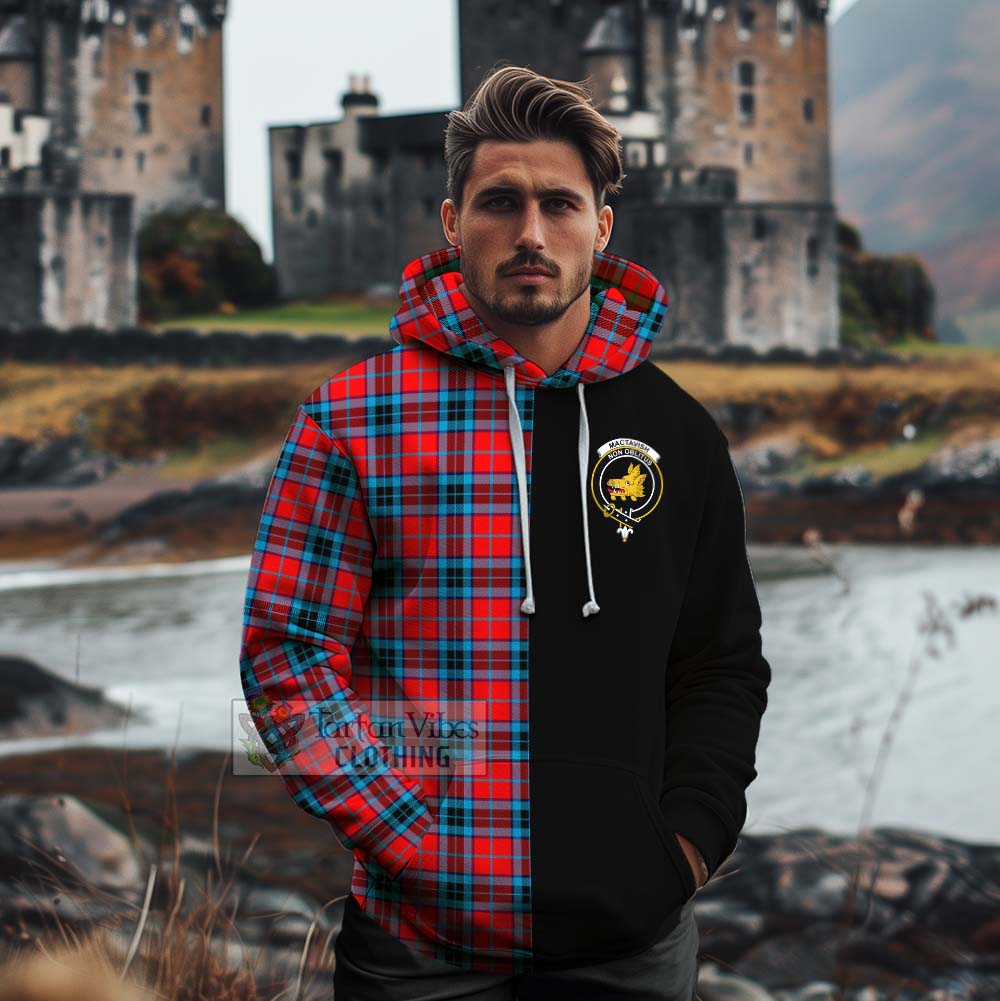 Tartan Vibes Clothing MacTavish (McTavish) Tartan Cotton Hoodie with Family Crest and Half Of Me Style