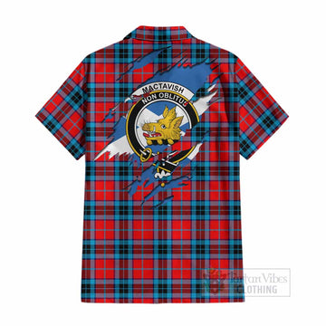 MacTavish (McTavish) Clan Crest In Me Tartan Cotton Hawaiian Shirt Scotland Flag Style