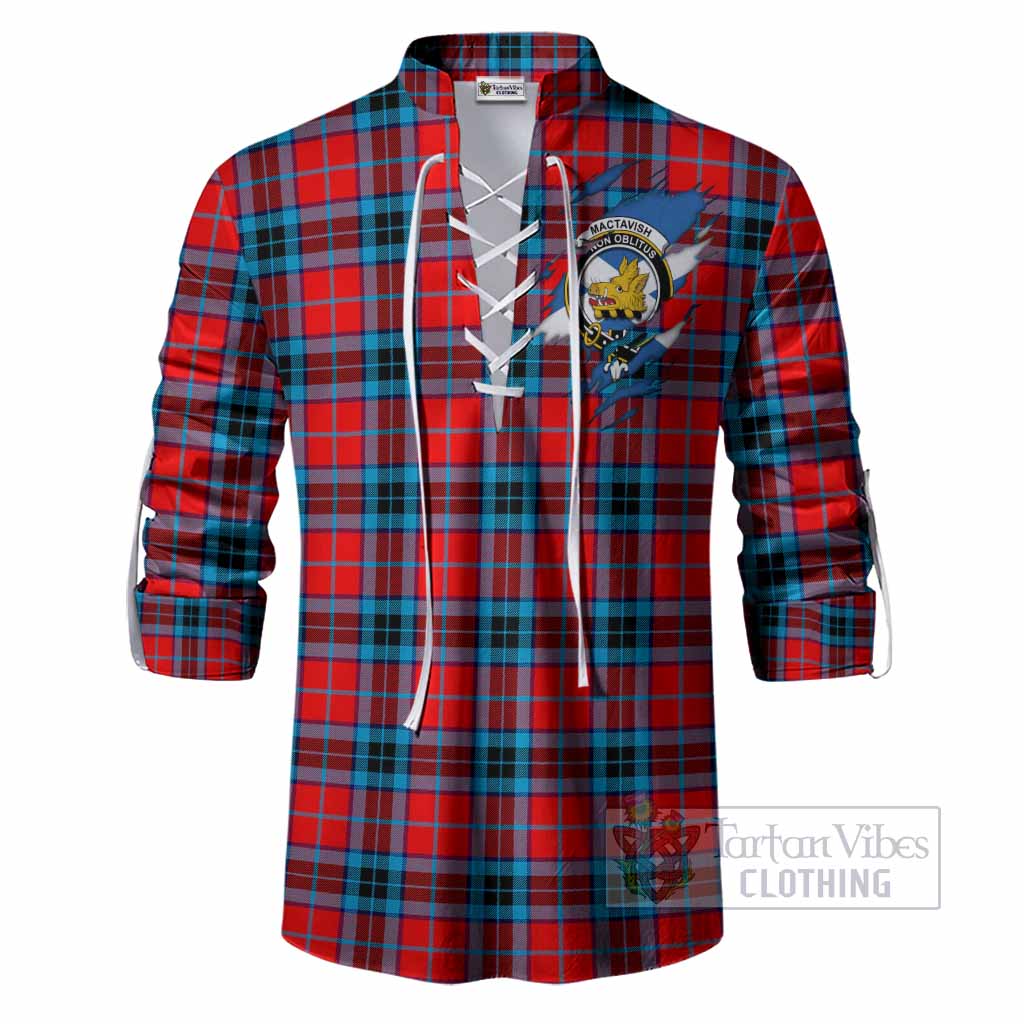 MacTavish (McTavish) Clan Crest In Me Tartan Ghillie Shirt Scotland Flag Style