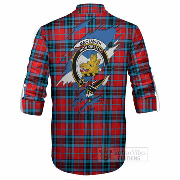 MacTavish (McTavish) Clan Crest In Me Tartan Ghillie Shirt Scotland Flag Style