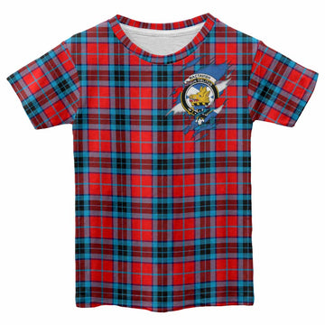 MacTavish (McTavish) Clan Crest In Me Tartan Kid T-shirt Scotland Flag Style