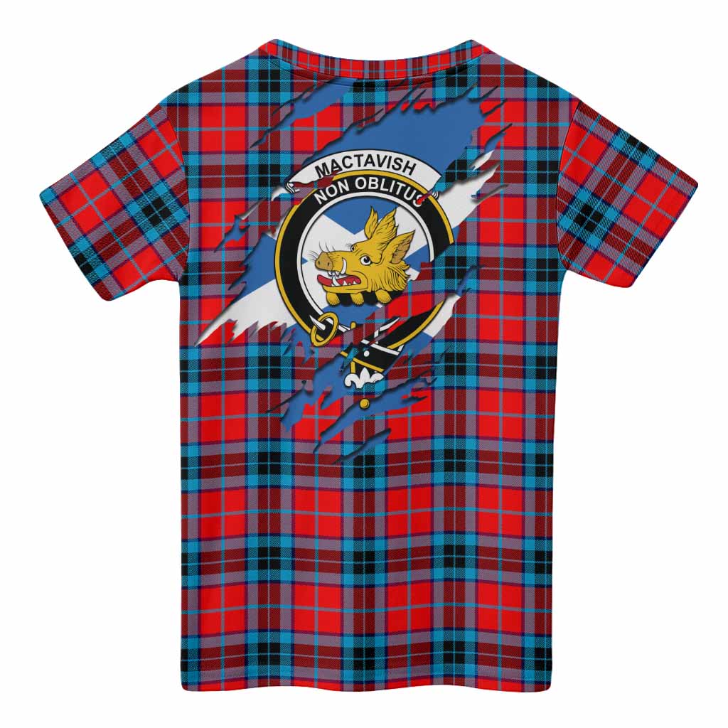 MacTavish (McTavish) Clan Crest In Me Tartan Kid T-shirt Scotland Flag Style