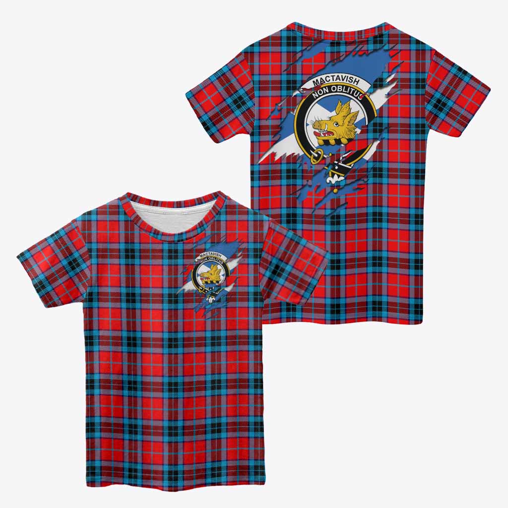 MacTavish (McTavish) Clan Crest In Me Tartan Kid T-shirt Scotland Flag Style
